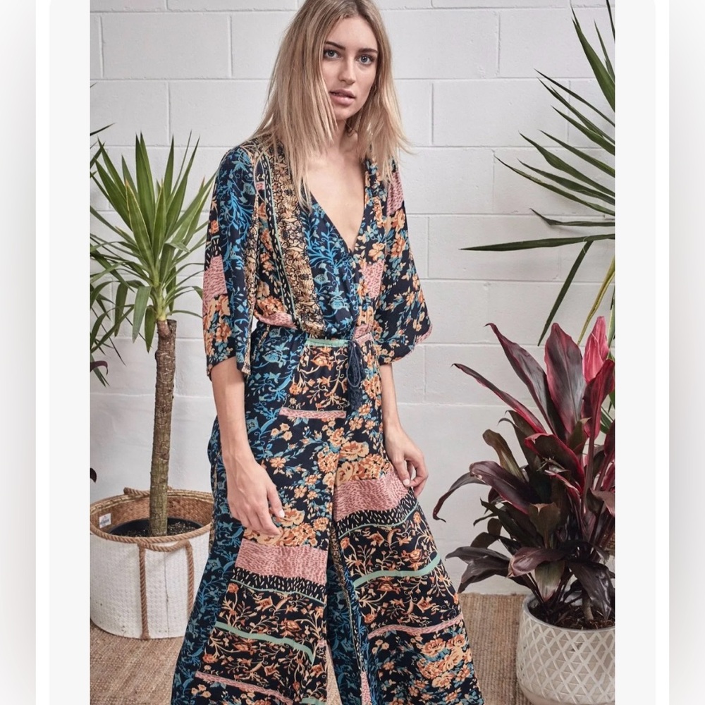 Jaase Fern Willow Clay Floral Jumpsuit Sz M